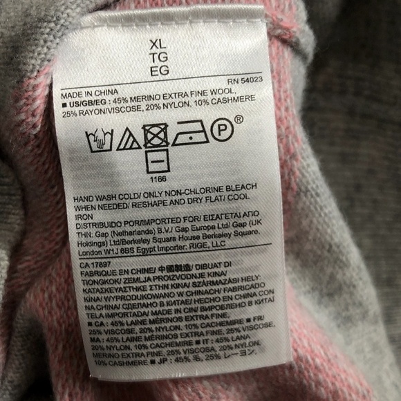 NEW BANANA REPUBLIC Wool Sweater Women's Size XL Gray Pink Cashmere By Filpucci - Picture 5 of 8